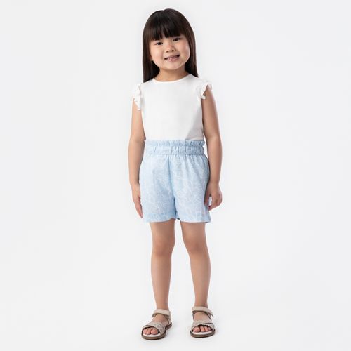 Shorts de Bebê Feminino Fustão Fio 60 Estampa Criar - AZUL BEBE