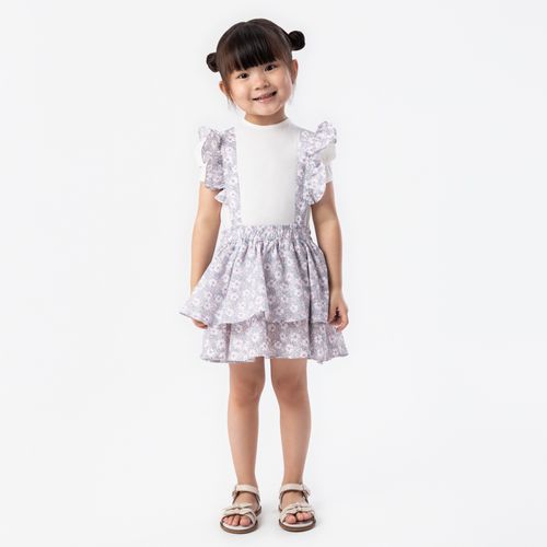 Salopete de Bebê Feminina Algodão Egípcio Fio 60 Estampa Primavera - AZUL BEBE