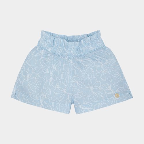 Shorts de Bebê Feminino Fustão Fio 60 Estampa Criar - AZUL BEBE