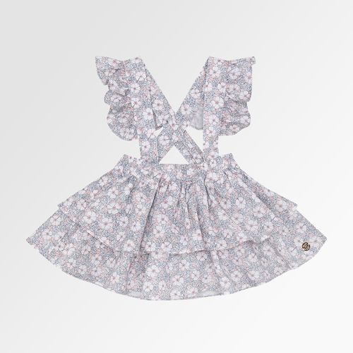 Salopete de Bebê Feminina Algodão Egípcio Fio 60 Estampa Primavera - AZUL BEBE