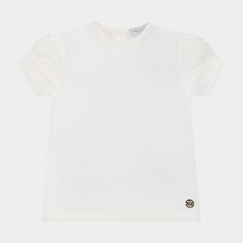 Blusa de Bebê Feminina Manga Curta Pétala - OFF WHITE