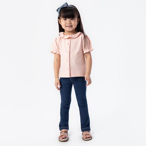 Bata de Bebê Feminina Manga Curta com Babados - ROSA