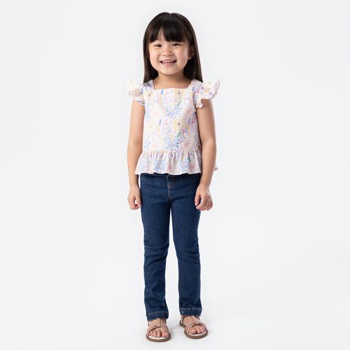 Bata de Bebê Feminina Manga Curta Fustão Fio 60 Estampa Expressar - BRANCO