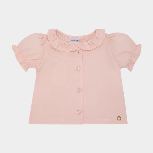Bata de Bebê Feminina Manga Curta com Babados - ROSA