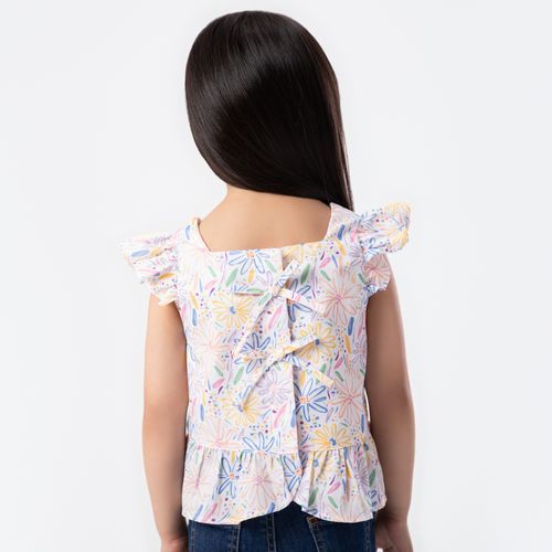 Bata de Bebê Feminina Manga Curta Fustão Fio 60 Estampa Expressar - BRANCO