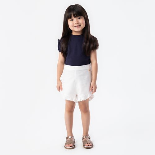 Shorts de Bebê Feminino com Babados - BRANCO