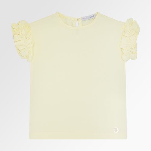 Blusa de Bebê Feminina Manga Curta com Babados Frufru - AMARELO