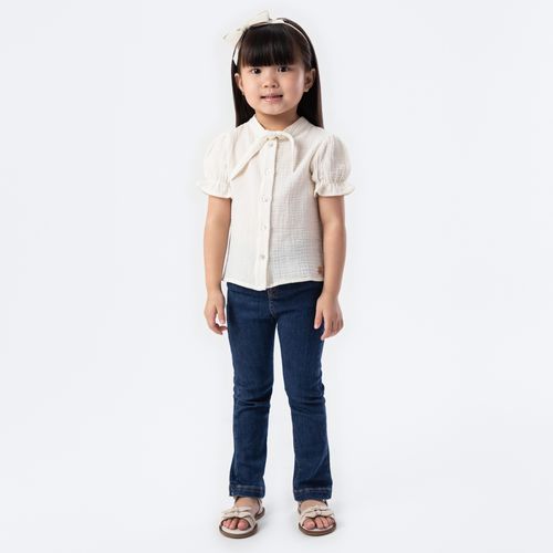 Calça Jeans de Bebê Feminina com Bolsos - AZUL MARINHO