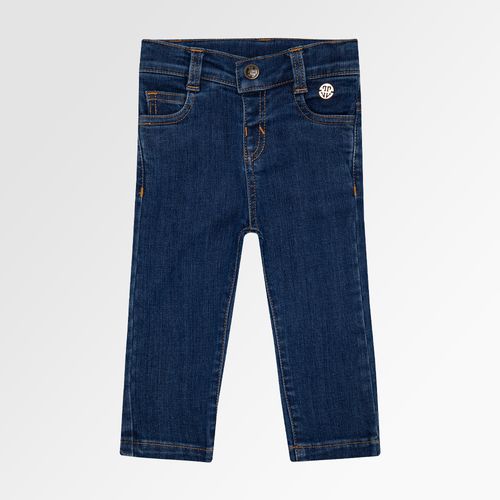 Calça Jeans de Bebê Feminina com Bolsos - AZUL MARINHO