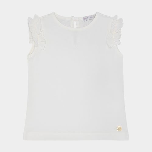Blusa de Bebê Feminina Manga Curta com Babados - OFF WHITE