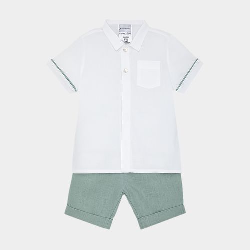 Conjunto de Bebê Masculino com Bermuda Puro Linho - VERDE