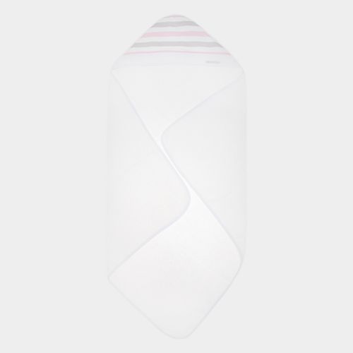 Toalha de Banho de Bebê com Capuz Listrada - ROSA