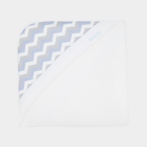 Toalha de Banho de Bebê com Capuz Chevron - AZUL