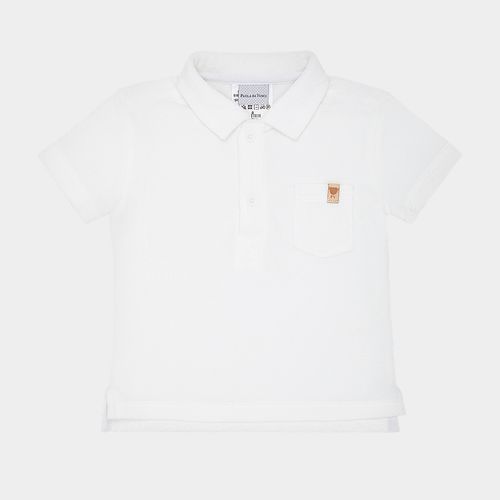 Camiseta Polo de Bebê Masculina Manga Curta Atoalhada - OFF WHITE