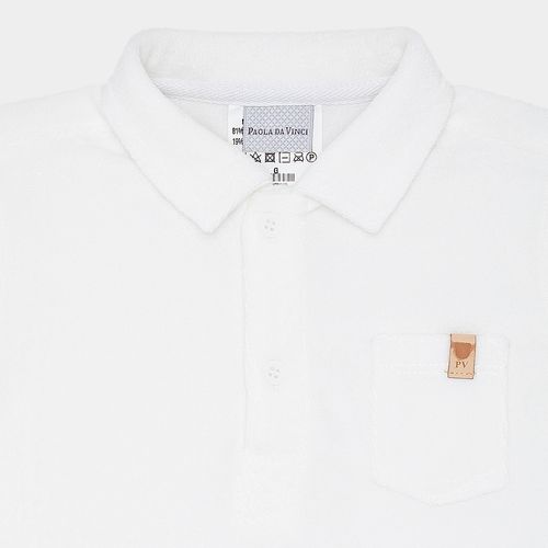 Camiseta Polo de Bebê Masculina Manga Curta Atoalhada - OFF WHITE