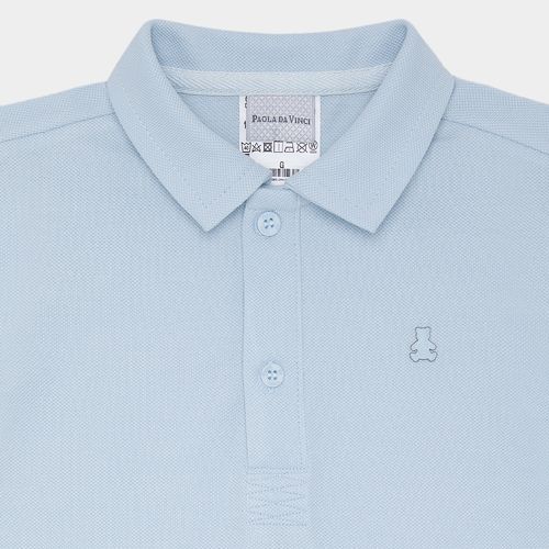 Camiseta Polo de Bebê Masculina Manga Curta Piquet - AZUL BEBE