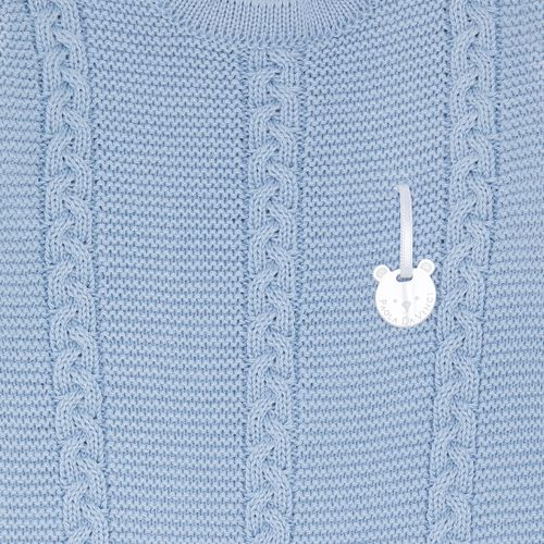 Saída de Maternidade Feminina Tricot Ponto Arroz Tranças - AZUL B. SKY