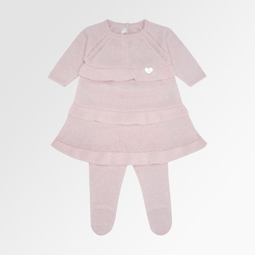 Saída de Maternidade Feminina Tricot Vestido com Babados - ROSE UNA