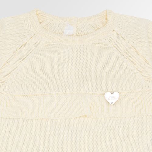 Saída de Maternidade Feminina Tricot Vestido com Babados - AMARELO PÓ