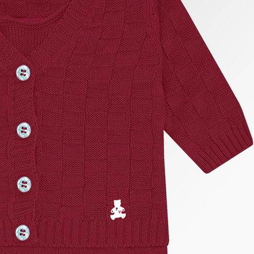 Saída de Maternidade Unissex Tricot Quadriculado - VERMELHO