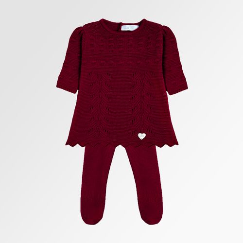 Saída de Maternidade Feminina Tricot Vestido Ponto Arroz - VERM RED NIGHT