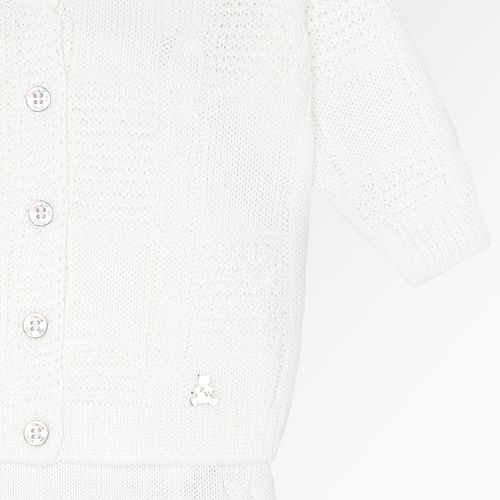Saída de Maternidade Masculina Tricot Quadrados Ponto Trança - BRANCO