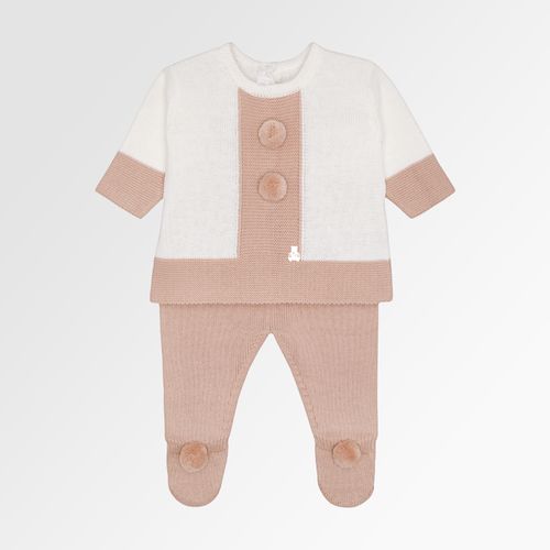 Saída de Maternidade Feminina Tricot Pompons - SALMON JAT/NAT