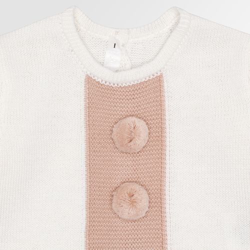Saída de Maternidade Feminina Tricot Pompons - SALMON JAT/NAT