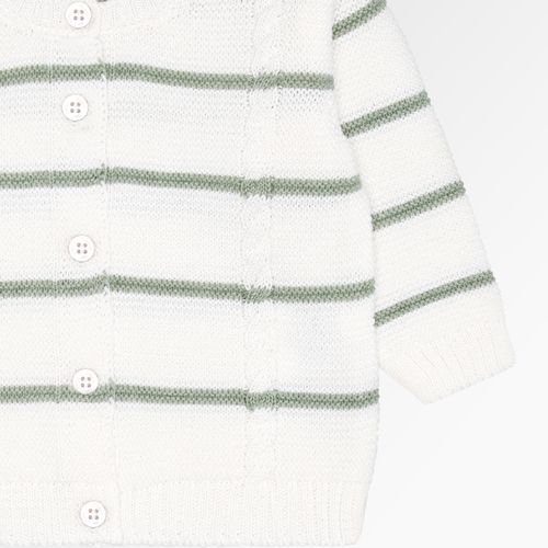 Saída de Maternidade Masculina com Manta Tricot com Casaco Ponto Trança Listrado - VDE M.PLANT/NAT