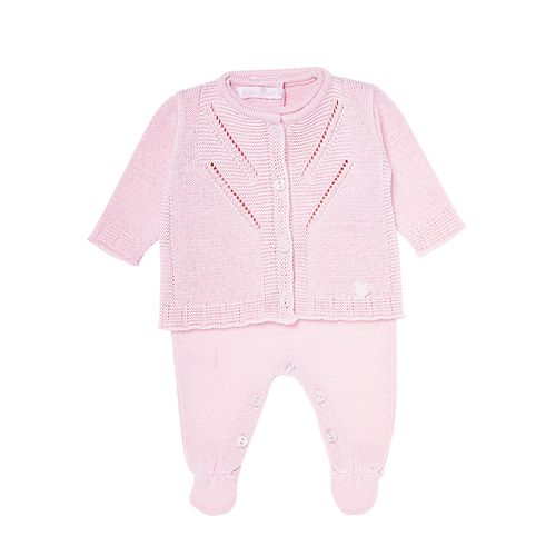 Saída de Maternidade Feminina Ponto Ajour - ROSA PASTEL