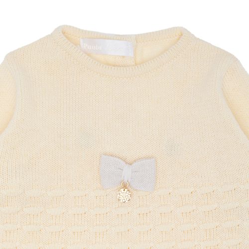 Saída de Maternidade Feminina Tricot Jardineira com Casaco - AMARELO