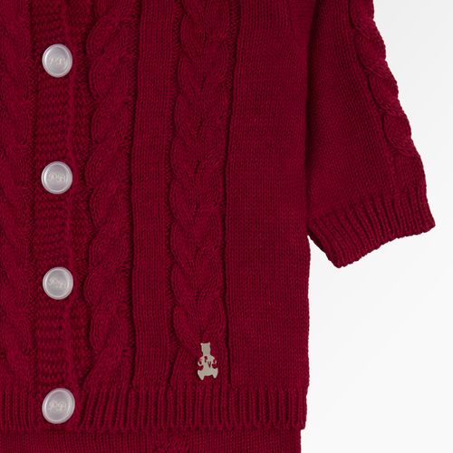 Saída de Maternidade Unissex Tricot Ponto Trança - VERMELHO