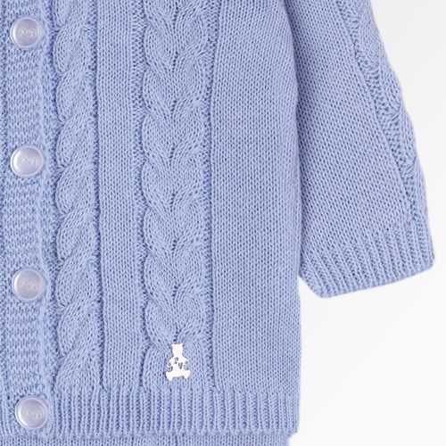 Saída de Maternidade Unissex Tricot Ponto Trança - AZUL