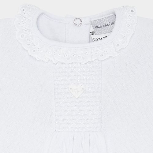 Conjunto de Macacão de Bebê Feminino com Manta e Babador - BRANCO
