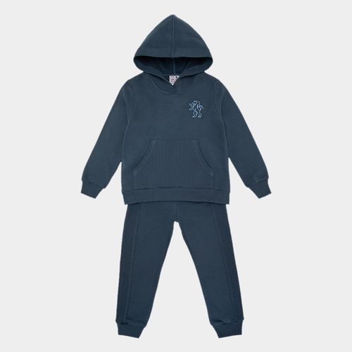 Conjunto Infantil Masculino Moletom Camurça com Capuz - AZUL