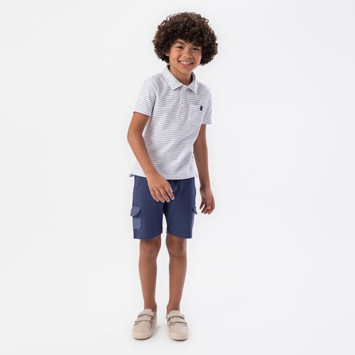 Conjunto Infantil Masculino Polo com Bermuda - AZUL MARINHO