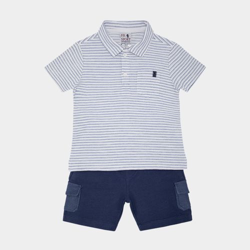 Conjunto Infantil Masculino Polo com Bermuda - AZUL MARINHO