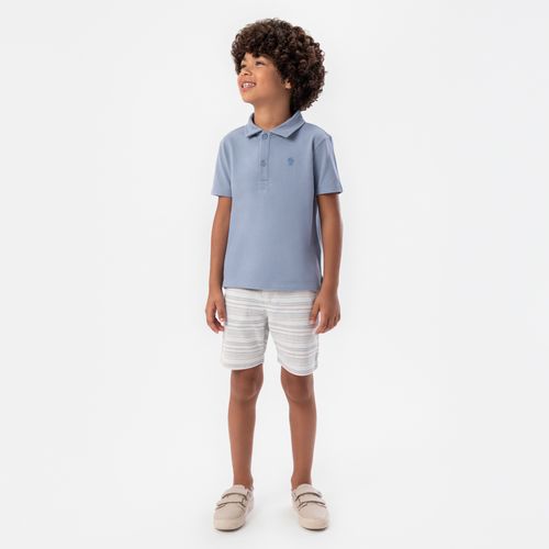Bermuda Infantil Masculina Listrada com Bolsos - AZUL