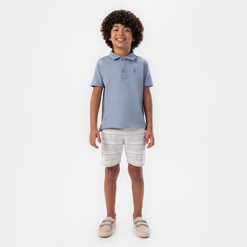 Camiseta Polo Infantil Masculina Manga Curta Piquet - AZUL
