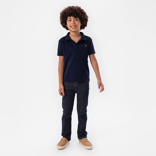 Calça Jeans Infantil Masculina com Bolsos - AZUL MARINHO