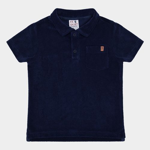 Camiseta Polo Infantil Masculina Manga Curta Atoalhada - AZUL MARINHO