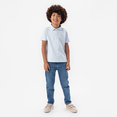 Camiseta Polo Infantil Masculina Manga Curta Piquet - AZUL BEBE