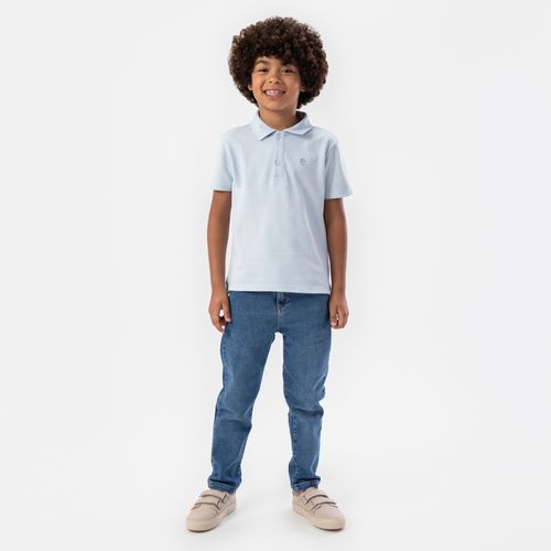 Calça Jeans Infantil Masculina com Elástico na Cintura - AZUL