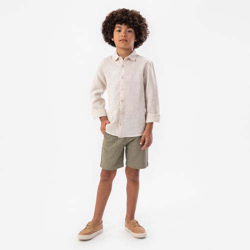 Bermuda Infantil Masculina Linho com Bolso - VERDE