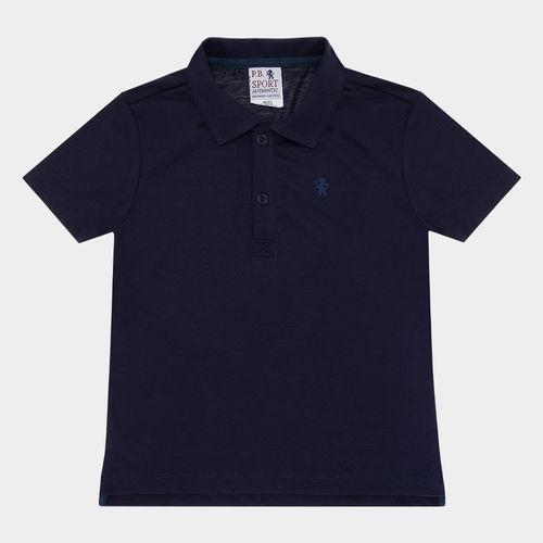 Camiseta Polo Infantil Masculina Manga Curta Malha Pima - AZUL MARINHO