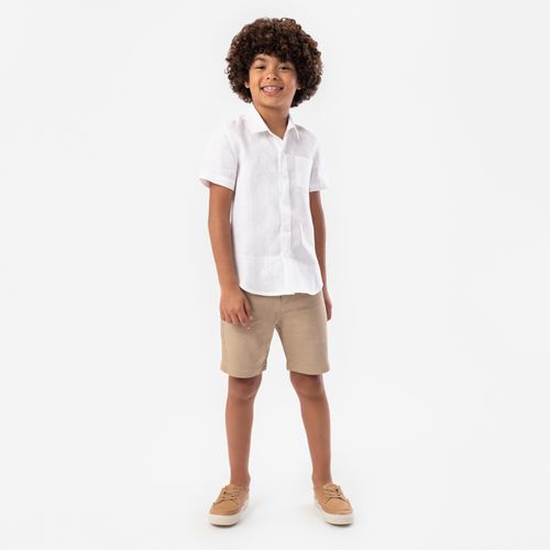 Bermuda Infantil Masculina Linho com Bolso - KAKI