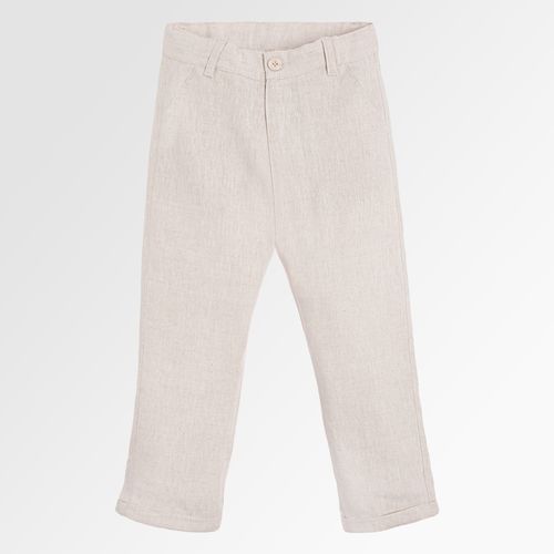 Calça Infantil Masculina Puro Linho com Bolso - KAKI