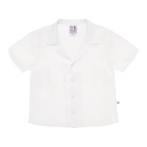 Camisa Infantil Masculina Manga Curta Puro Linho - BRANCO