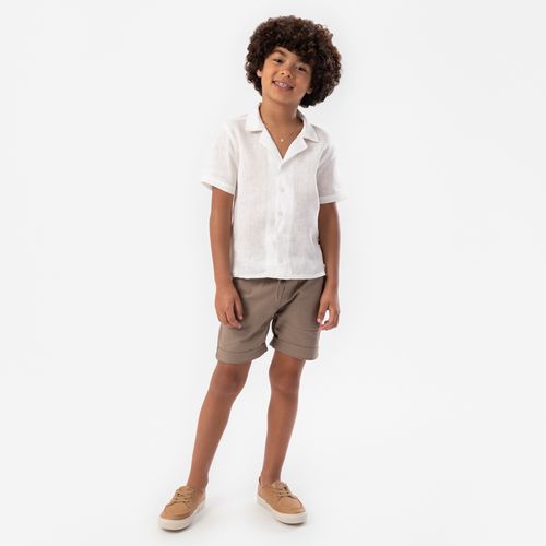 Bermuda Infantil Masculina Sarja com Elástico - KAKI