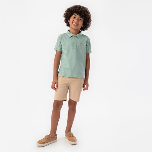 Camiseta Polo Infantil Masculina Manga Curta Malha Pima - VERDE